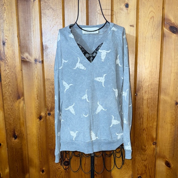 Vintage Havana Tops - Vintage Havana Light Blue Sweater long horn western country rodeo causal top